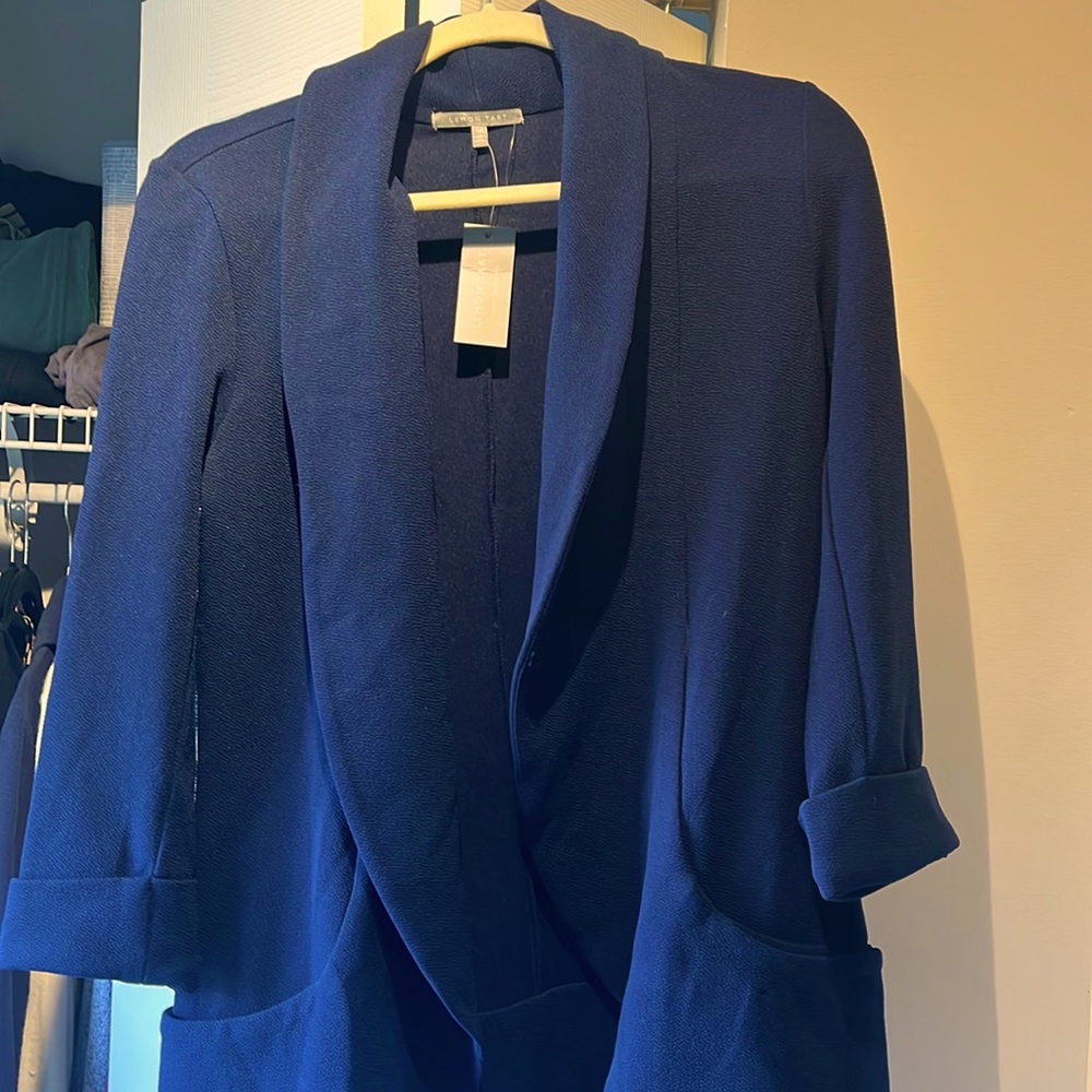 Stitch Fix Lemon Tart Navy Blue Draped Blazer Coat